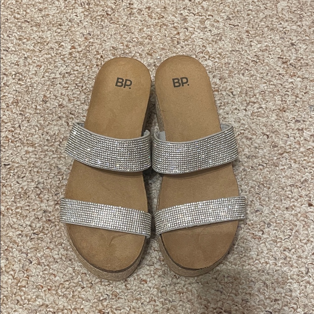 BP Women's Sparkling Silver Slide Sandals